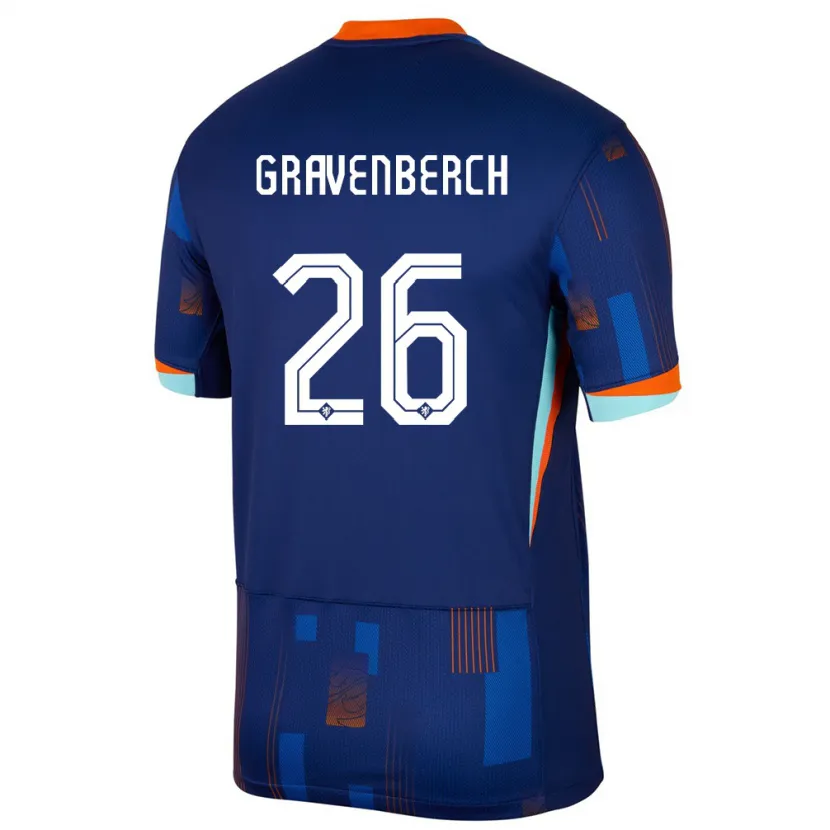 Danxen Enfant Maillot Pays-Bas Ryan Gravenberch #26 Bleu Tenues Extérieur 24-26 T-Shirt