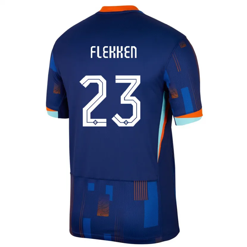 Danxen Enfant Maillot Pays-Bas Mark Flekken #23 Bleu Tenues Extérieur 24-26 T-Shirt