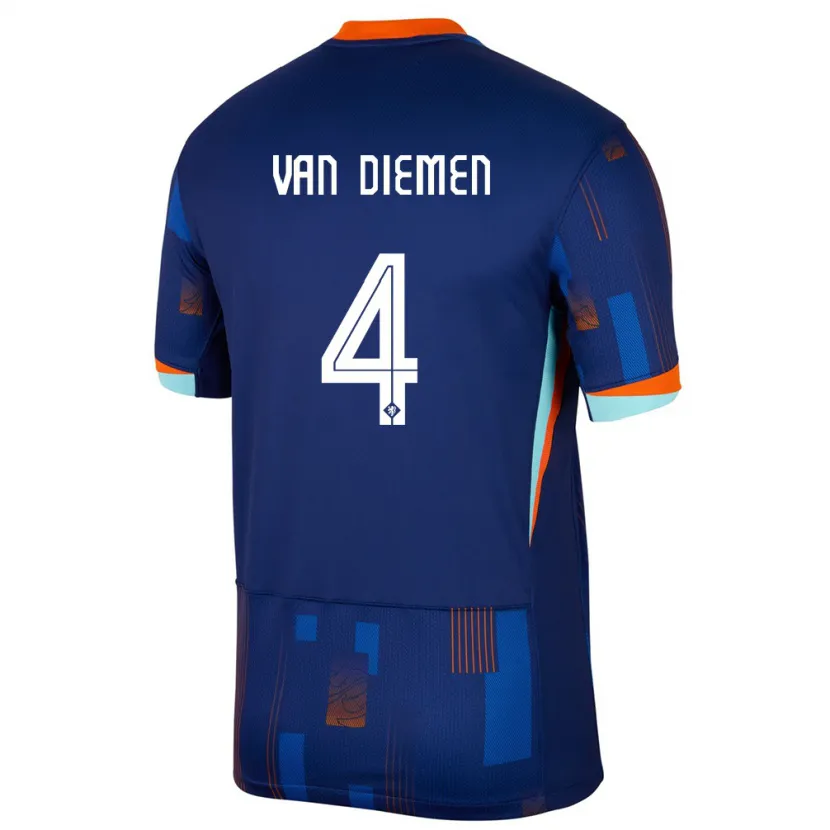 Danxen Enfant Maillot Pays-Bas Samantha Van Diemen #4 Bleu Tenues Extérieur 24-26 T-Shirt