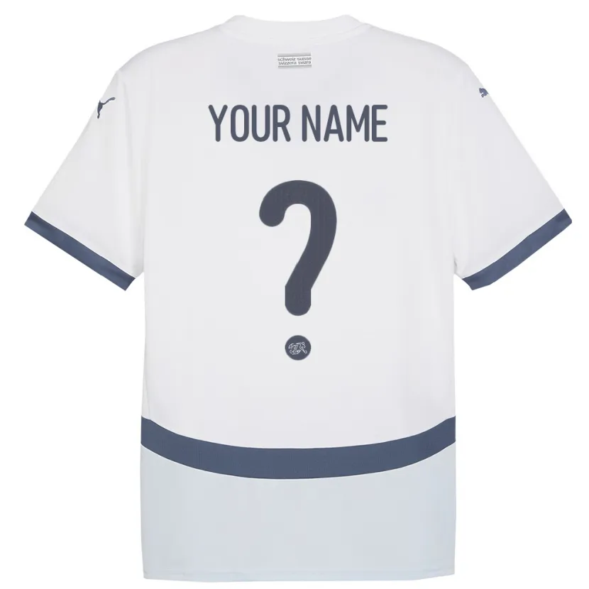 Danxen Enfant Maillot Suisse Votre Nom #0 Blanc Tenues Extérieur 24-26 T-Shirt