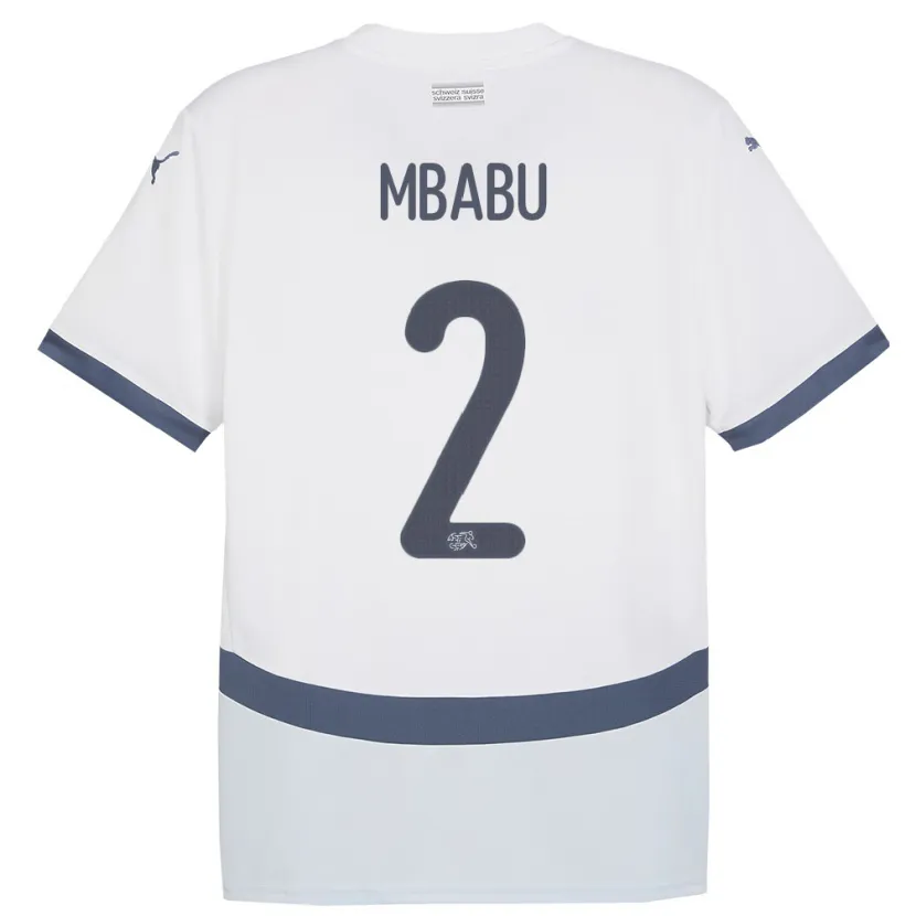 Danxen Enfant Maillot Suisse Kevin Mbabu #2 Blanc Tenues Extérieur 24-26 T-Shirt