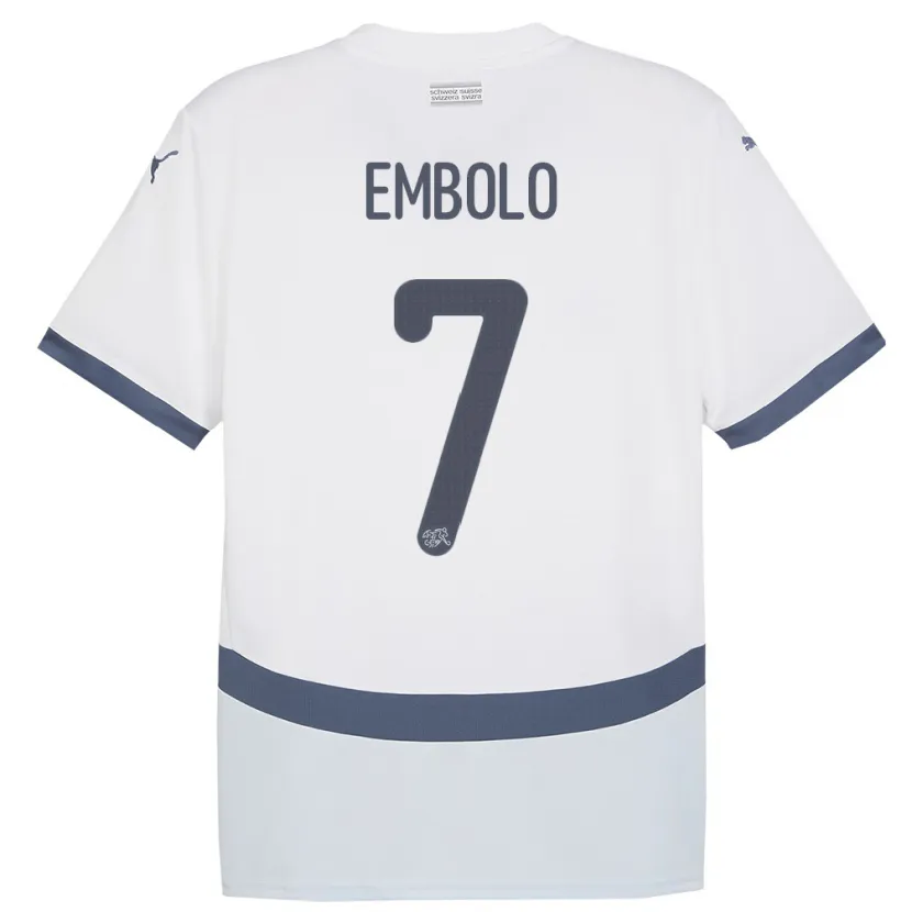 Danxen Enfant Maillot Suisse Breel Embolo #7 Blanc Tenues Extérieur 24-26 T-Shirt