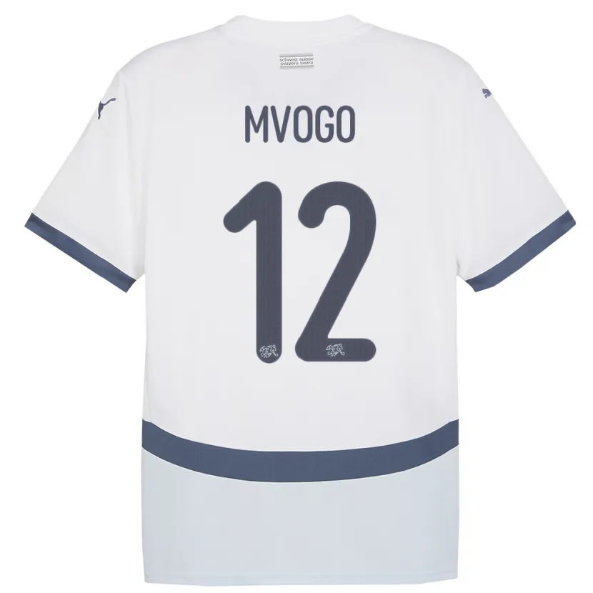 Danxen Enfant Maillot Suisse Yvon Mvogo #12 Blanc Tenues Extérieur 24-26 T-Shirt