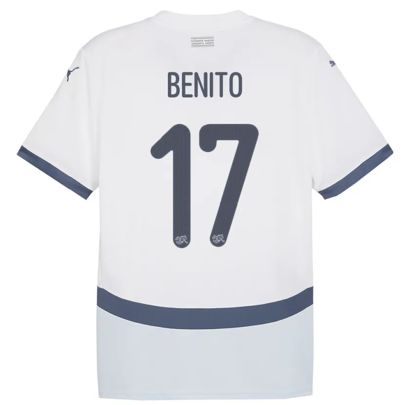 Danxen Enfant Maillot Suisse Loris Benito #17 Blanc Tenues Extérieur 24-26 T-Shirt