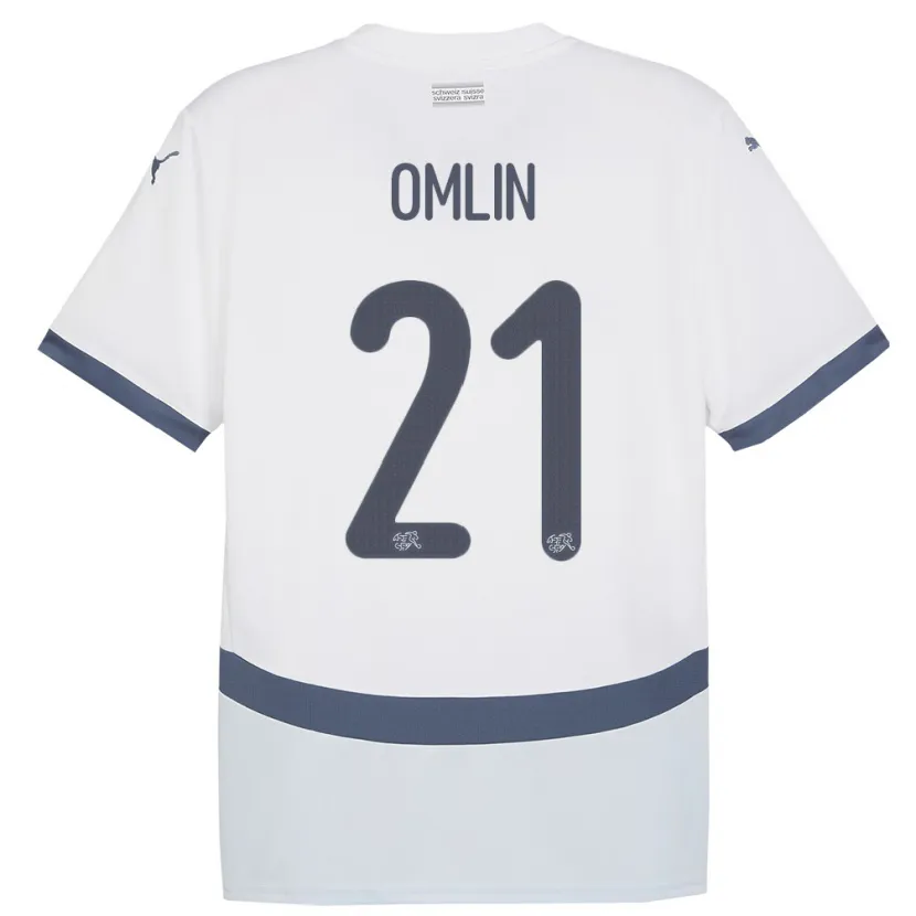 Danxen Enfant Maillot Suisse Jonas Omlin #21 Blanc Tenues Extérieur 24-26 T-Shirt