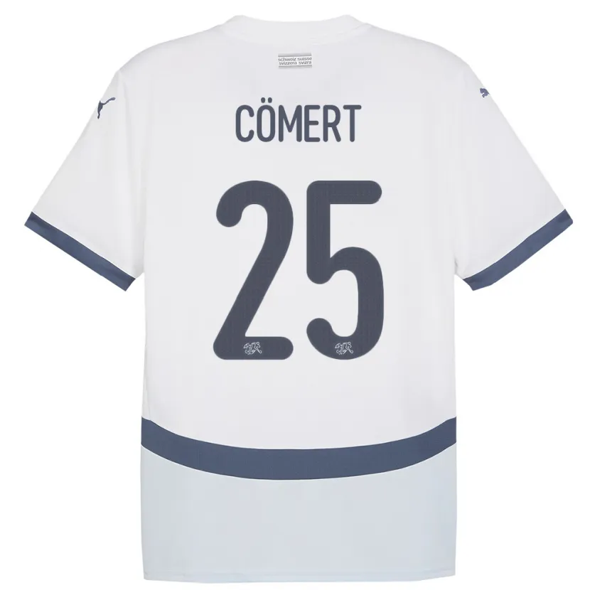 Danxen Enfant Maillot Suisse Eray Comert #25 Blanc Tenues Extérieur 24-26 T-Shirt