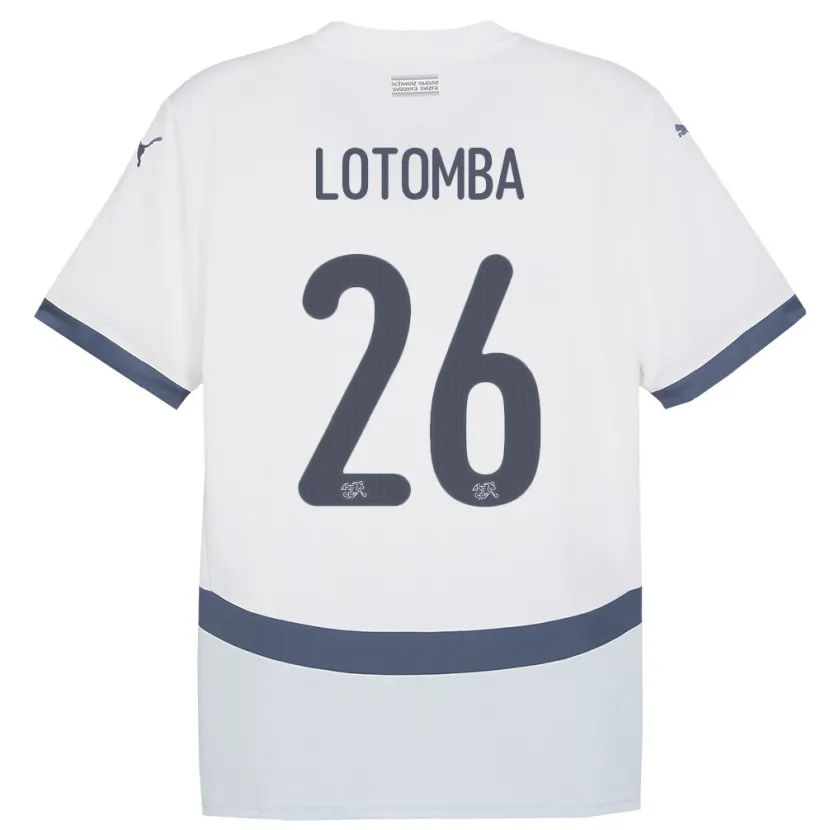 Danxen Enfant Maillot Suisse Jordan Lotomba #26 Blanc Tenues Extérieur 24-26 T-Shirt