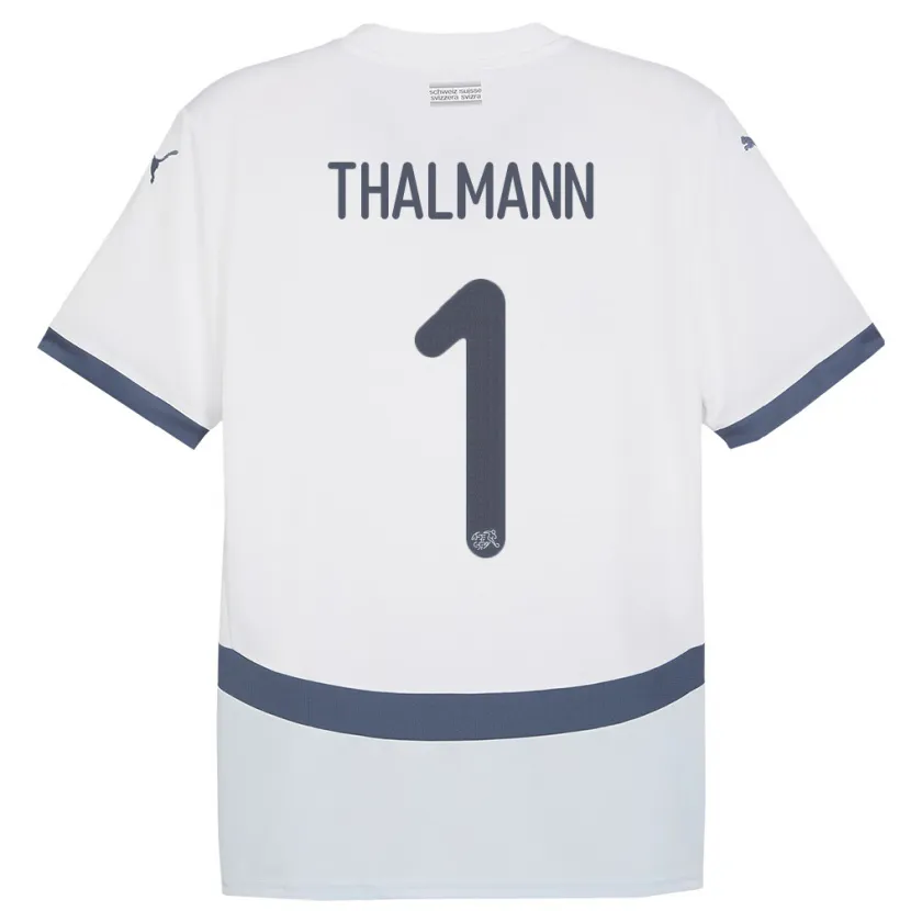 Danxen Enfant Maillot Suisse Gaelle Thalmann #1 Blanc Tenues Extérieur 24-26 T-Shirt