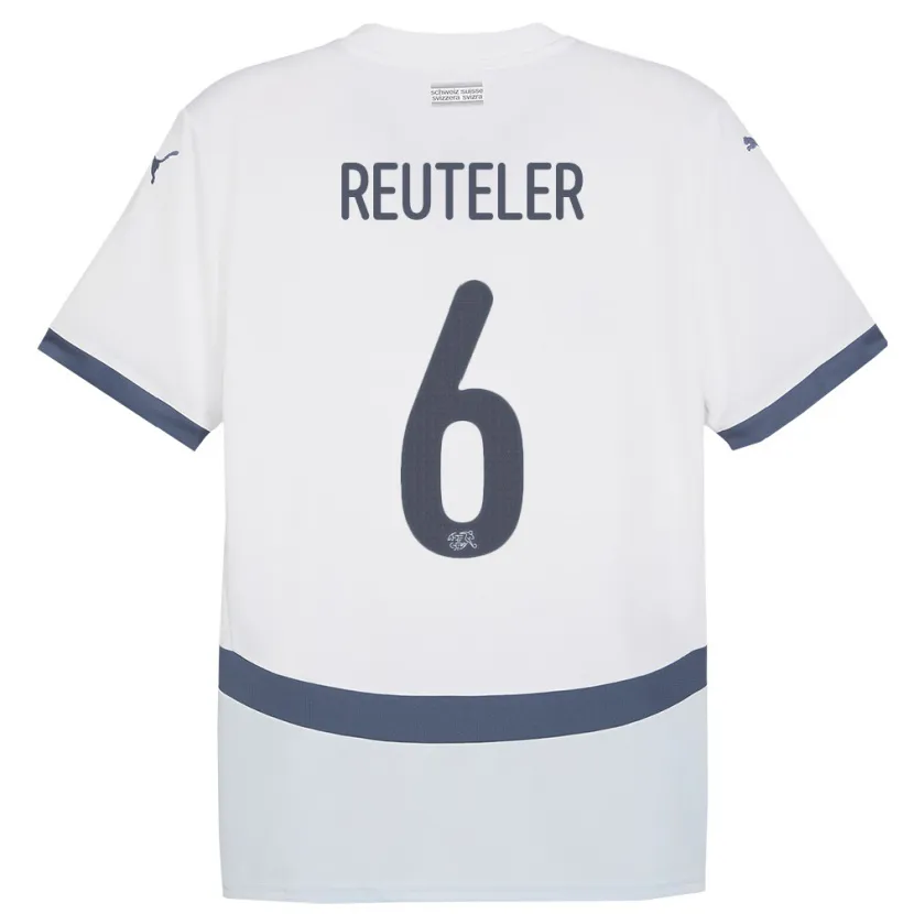 Danxen Enfant Maillot Suisse Geraldine Reuteler #6 Blanc Tenues Extérieur 24-26 T-Shirt