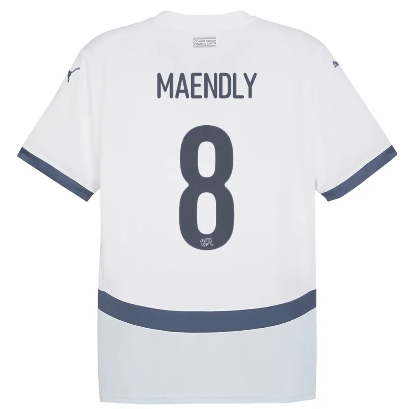Danxen Enfant Maillot Suisse Sandy Maendly #8 Blanc Tenues Extérieur 24-26 T-Shirt