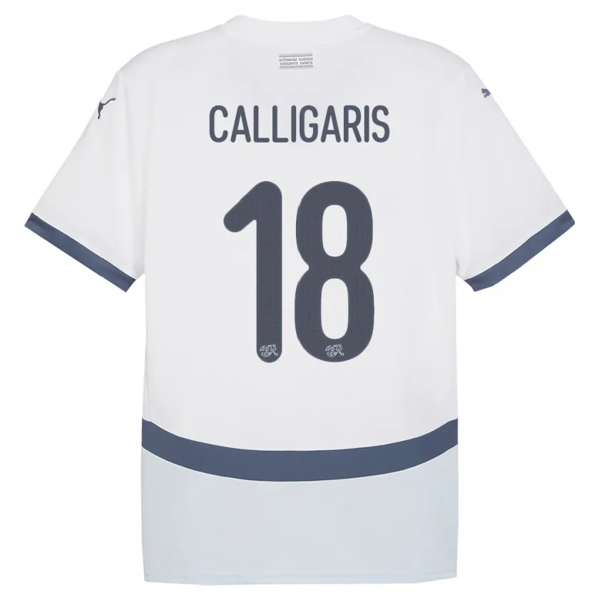 Danxen Enfant Maillot Suisse Viola Calligaris #18 Blanc Tenues Extérieur 24-26 T-Shirt