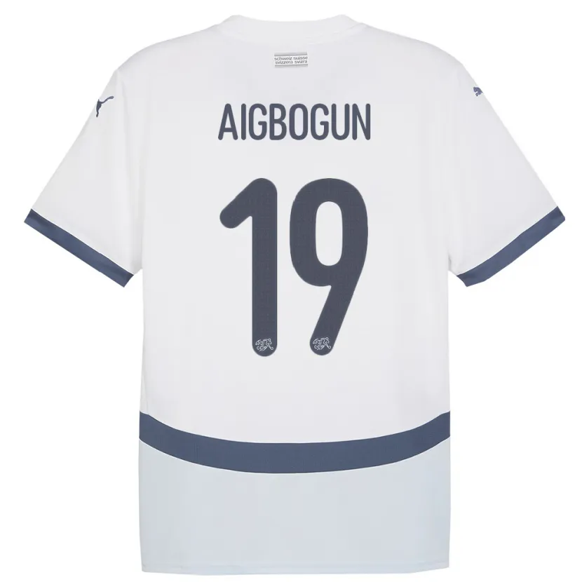 Danxen Enfant Maillot Suisse Eseosa Aigbogun #19 Blanc Tenues Extérieur 24-26 T-Shirt