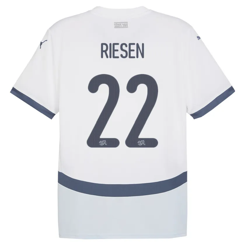 Danxen Enfant Maillot Suisse Nadine Riesen #22 Blanc Tenues Extérieur 24-26 T-Shirt