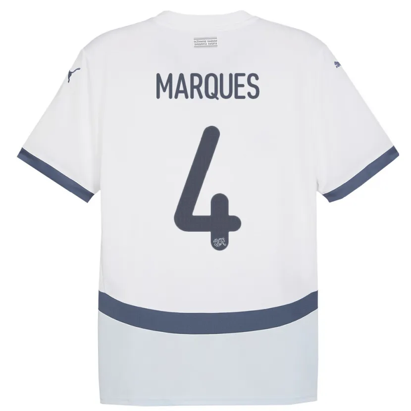 Danxen Enfant Maillot Suisse Christian Marques #4 Blanc Tenues Extérieur 24-26 T-Shirt