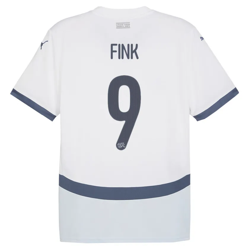 Danxen Enfant Maillot Suisse Bradley Fink #9 Blanc Tenues Extérieur 24-26 T-Shirt