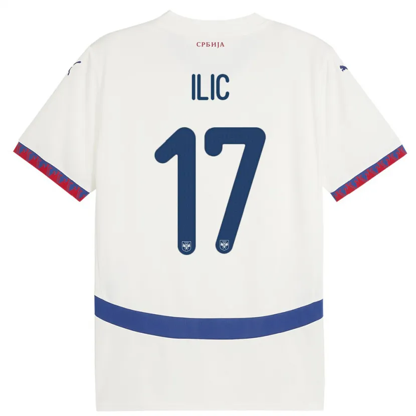 Danxen Enfant Maillot Serbie Ivan Ilic #17 Blanc Tenues Extérieur 24-26 T-Shirt