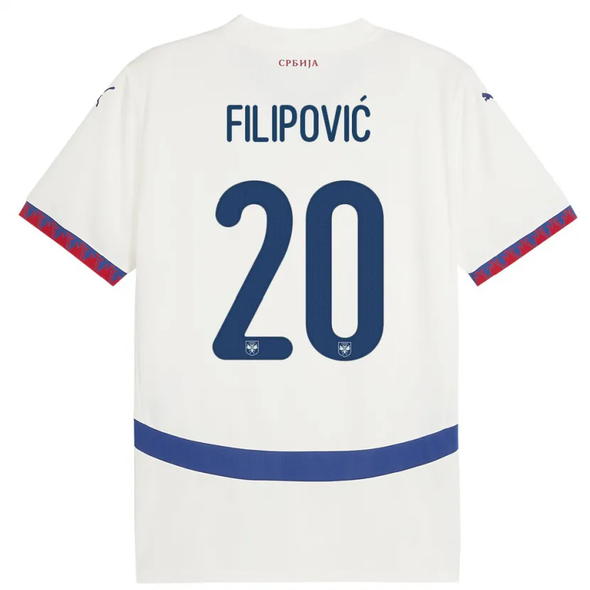 Danxen Enfant Maillot Serbie Tijana Filipovic #20 Blanc Tenues Extérieur 24-26 T-Shirt