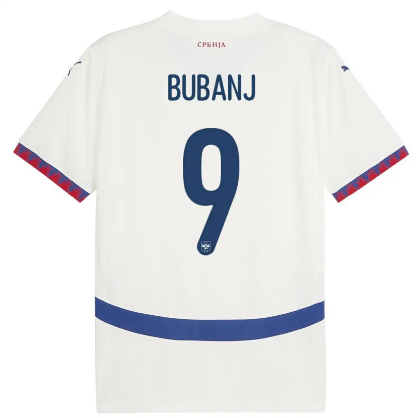 Danxen Enfant Maillot Serbie Mateja Bubanj #9 Blanc Tenues Extérieur 24-26 T-Shirt