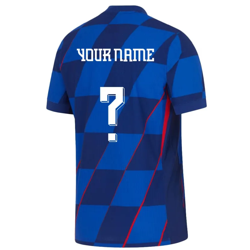 Danxen Enfant Maillot Croatie Votre Nom #0 Bleu Tenues Extérieur 24-26 T-Shirt
