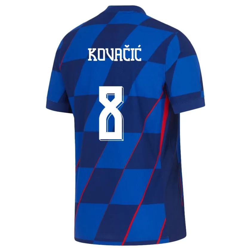 Danxen Enfant Maillot Croatie Mateo Kovacic #8 Bleu Tenues Extérieur 24-26 T-Shirt