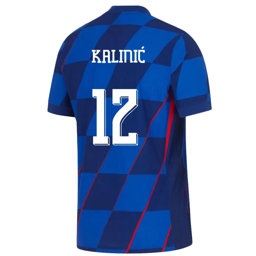 Danxen Enfant Maillot Croatie Lovre Kalinic #12 Bleu Tenues Extérieur 24-26 T-Shirt