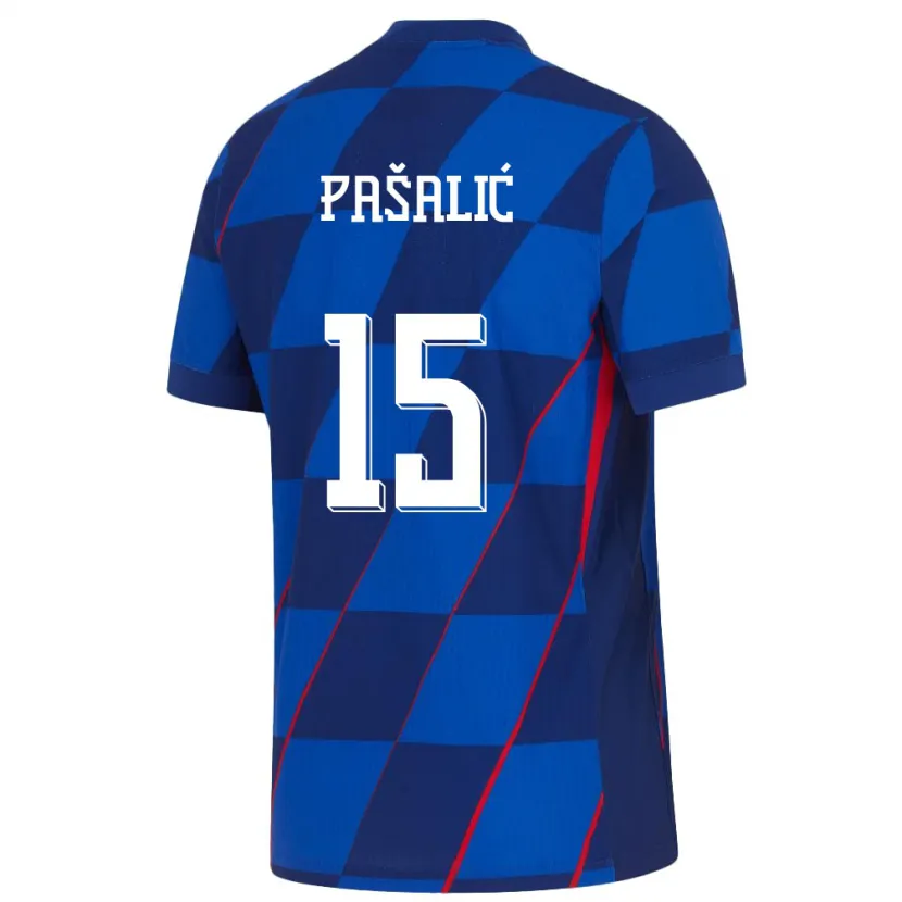 Danxen Enfant Maillot Croatie Mario Pasalic #15 Bleu Tenues Extérieur 24-26 T-Shirt