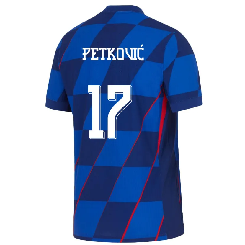 Danxen Enfant Maillot Croatie Bruno Petkovic #17 Bleu Tenues Extérieur 24-26 T-Shirt
