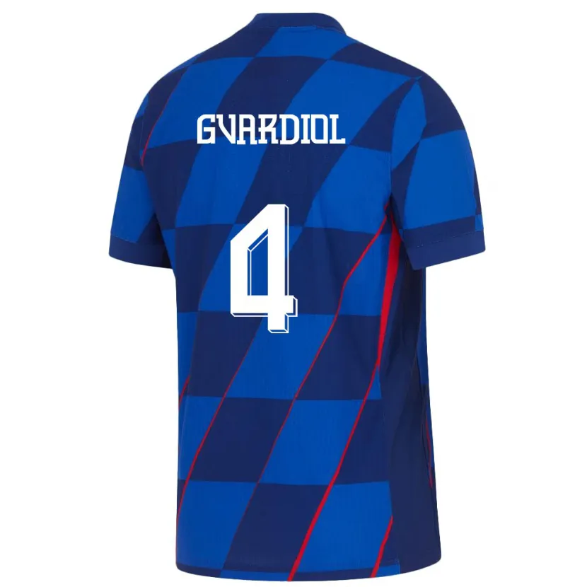 Danxen Enfant Maillot Croatie Josko Gvardiol #4 Bleu Tenues Extérieur 24-26 T-Shirt