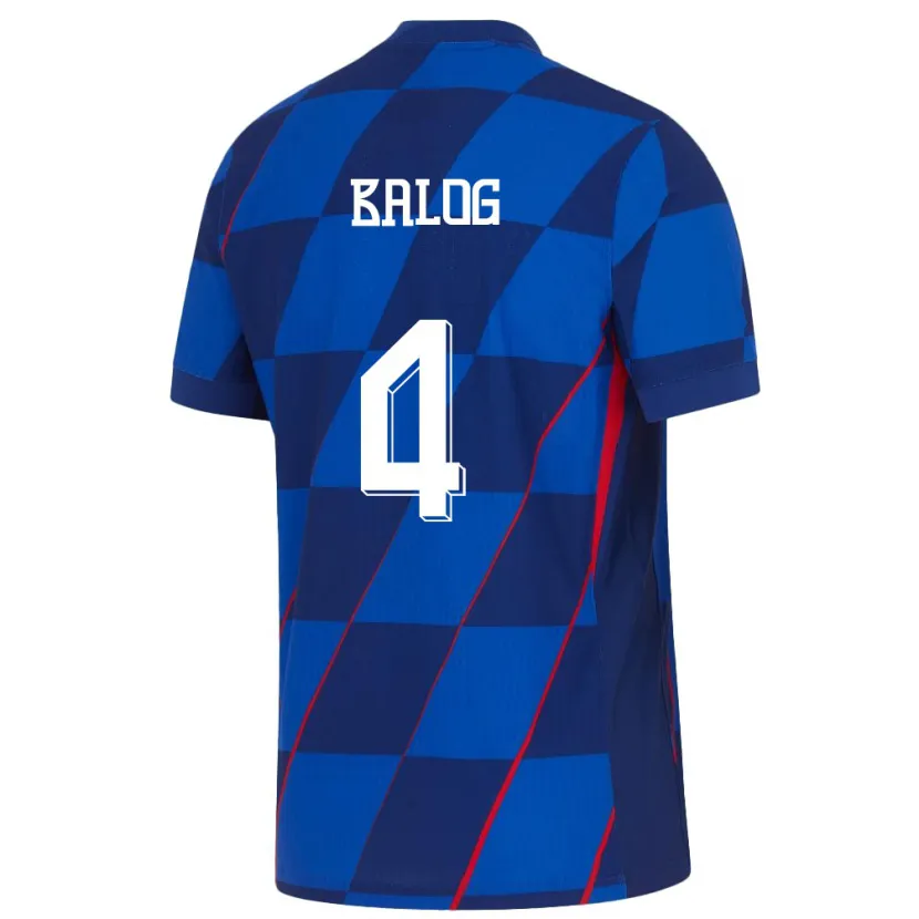 Danxen Enfant Maillot Croatie Leonarda Balog #4 Bleu Tenues Extérieur 24-26 T-Shirt