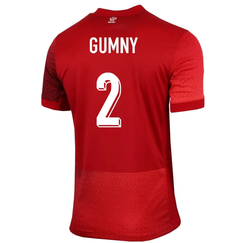 Danxen Enfant Maillot Pologne Robert Gumny #2 Rouge Tenues Extérieur 24-26 T-Shirt