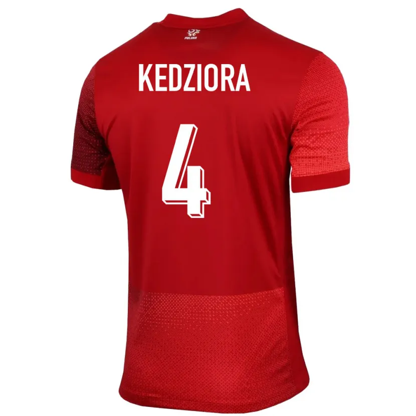 Danxen Enfant Maillot Pologne Tomasz Kedziora #4 Rouge Tenues Extérieur 24-26 T-Shirt