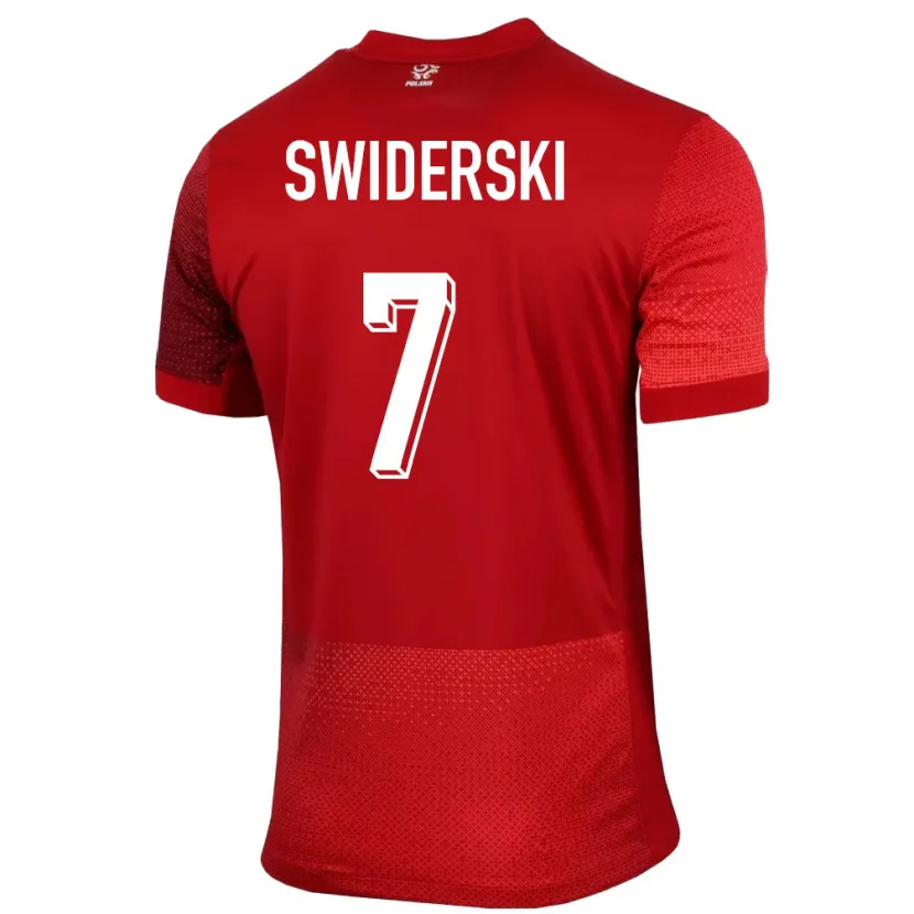 Danxen Enfant Maillot Pologne Karol Swiderski #7 Rouge Tenues Extérieur 24-26 T-Shirt