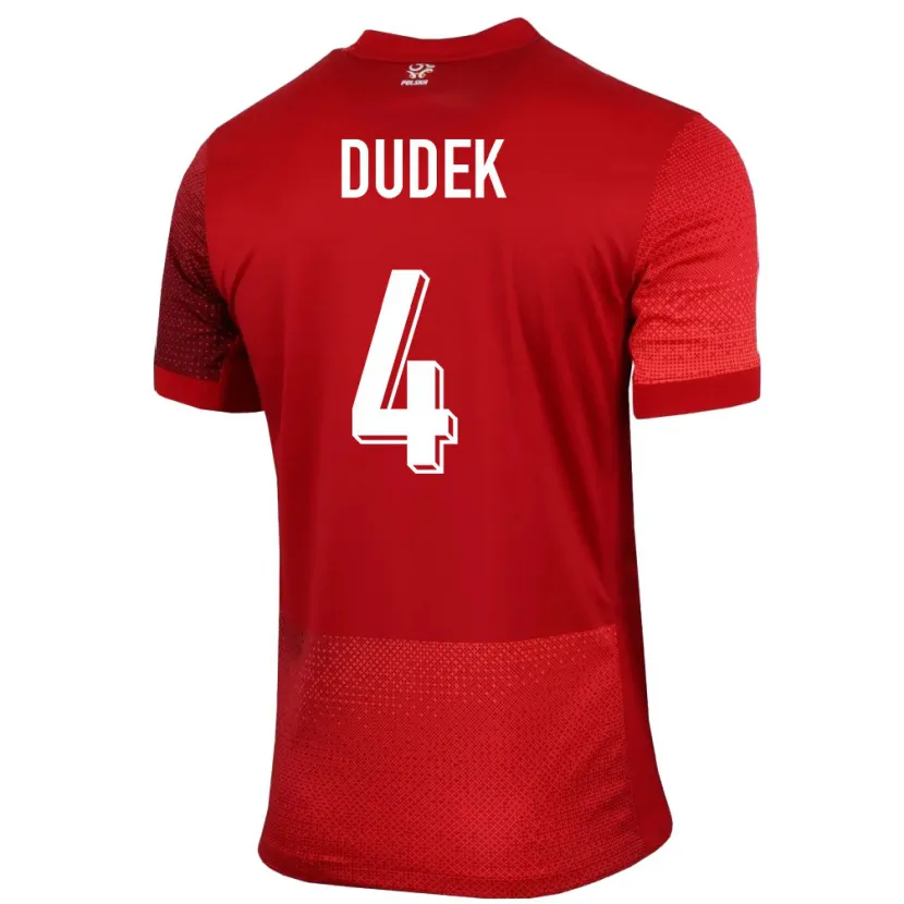 Danxen Enfant Maillot Pologne Paulina Dudek #4 Rouge Tenues Extérieur 24-26 T-Shirt