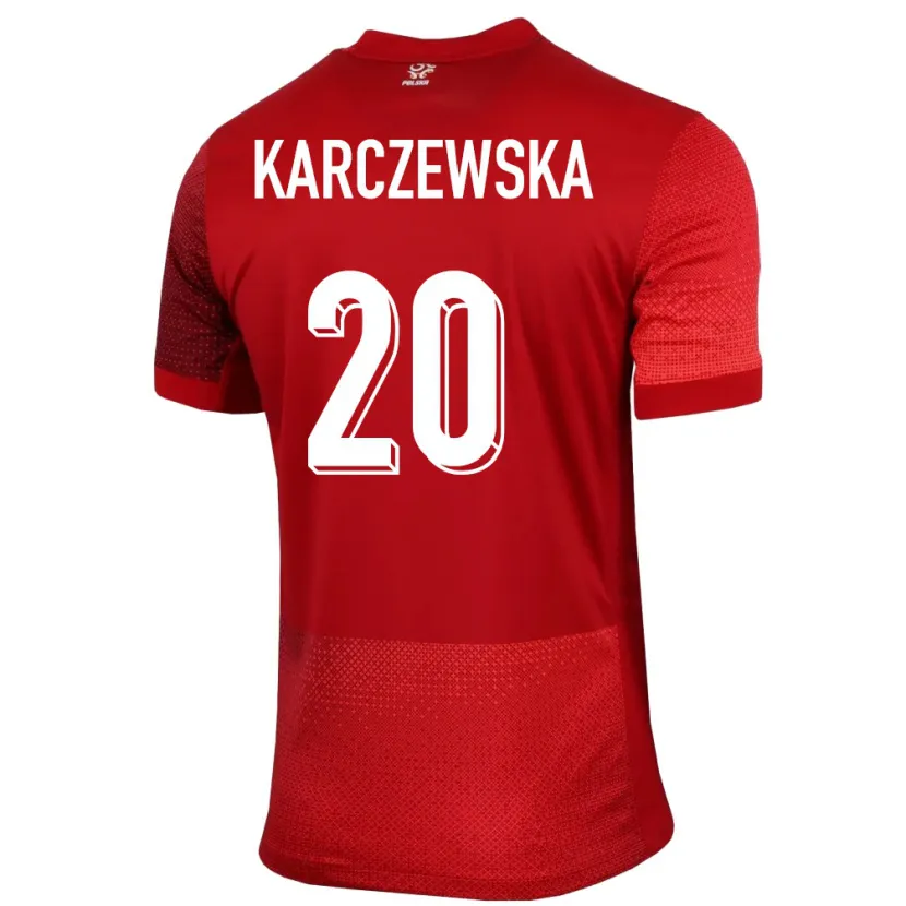 Danxen Enfant Maillot Pologne Nikola Karczewska #20 Rouge Tenues Extérieur 24-26 T-Shirt