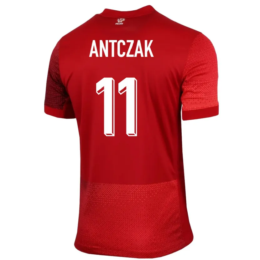 Danxen Enfant Maillot Pologne Jakub Antczak #11 Rouge Tenues Extérieur 24-26 T-Shirt