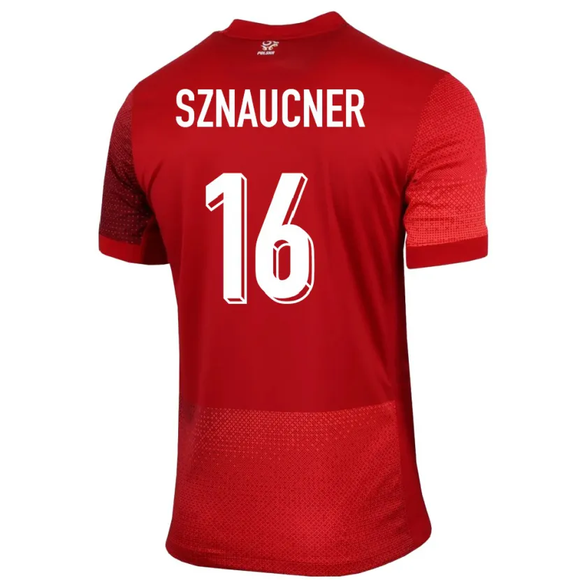 Danxen Enfant Maillot Pologne Maksymilian Sznaucner #16 Rouge Tenues Extérieur 24-26 T-Shirt