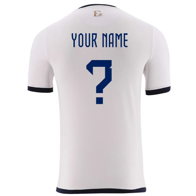 Danxen Enfant Maillot Équateur Votre Nom #0 Blanc Tenues Extérieur 24-26 T-Shirt