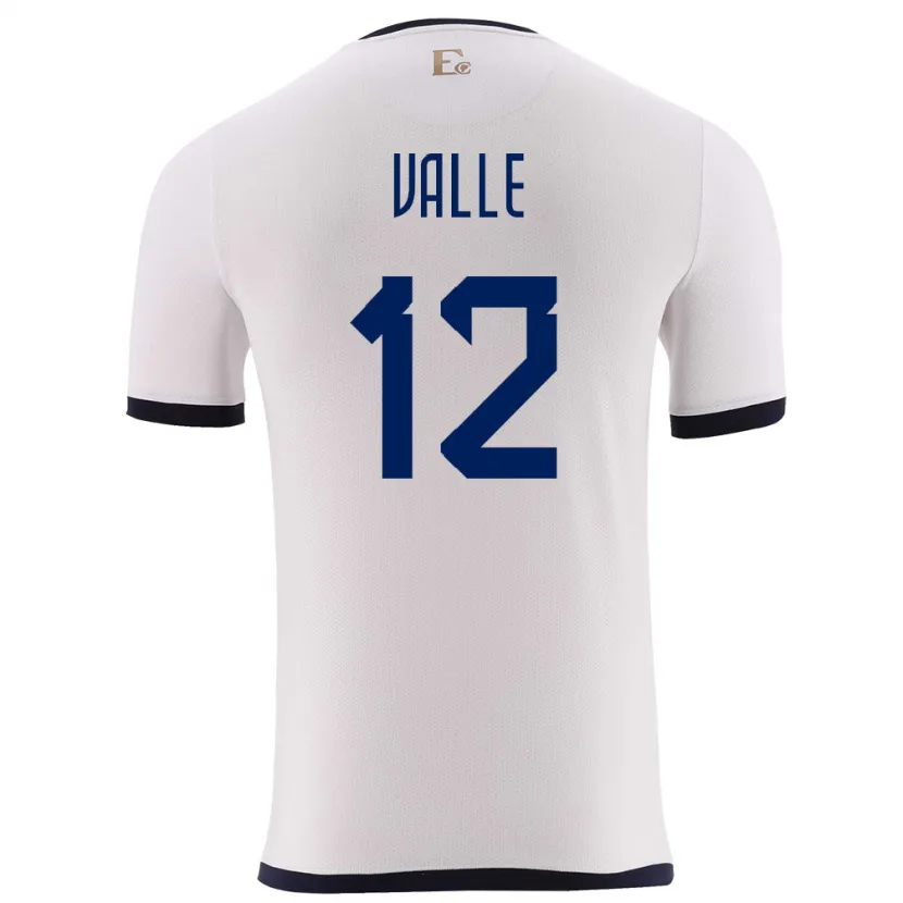 Danxen Enfant Maillot Équateur Gonzalo Valle #12 Blanc Tenues Extérieur 24-26 T-Shirt