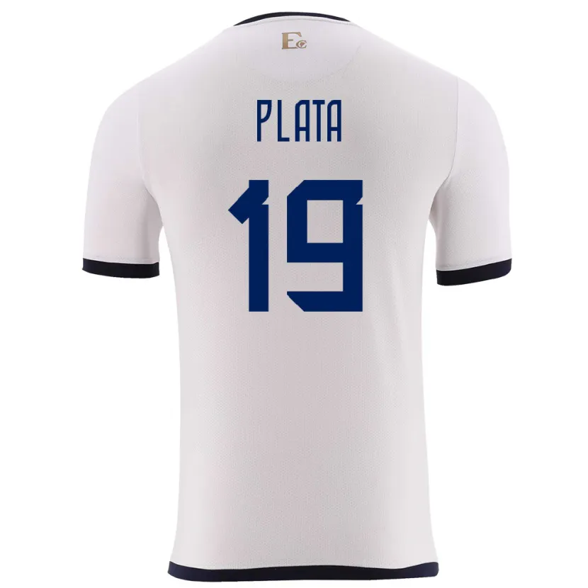 Danxen Enfant Maillot Équateur Gonzalo Plata #19 Blanc Tenues Extérieur 24-26 T-Shirt