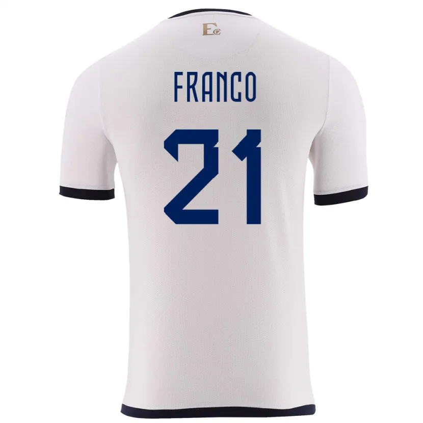 Danxen Enfant Maillot Équateur Alan Franco #21 Blanc Tenues Extérieur 24-26 T-Shirt