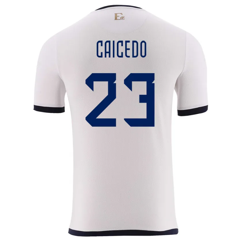 Danxen Enfant Maillot Équateur Moises Caicedo #23 Blanc Tenues Extérieur 24-26 T-Shirt