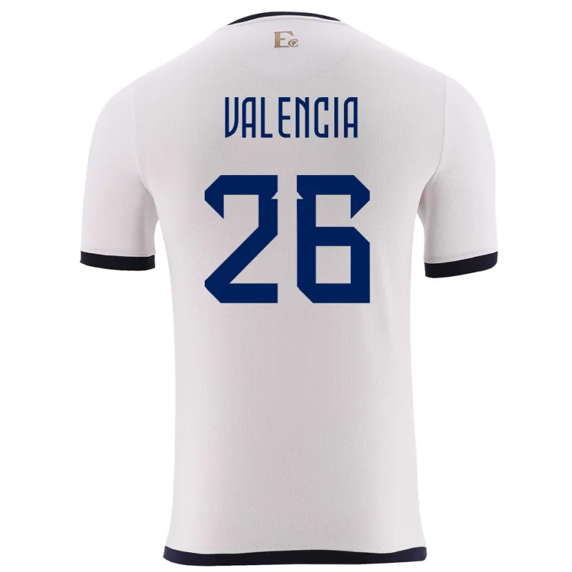 Danxen Enfant Maillot Équateur Anthony Valencia #26 Blanc Tenues Extérieur 24-26 T-Shirt