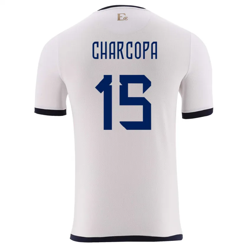 Danxen Enfant Maillot Équateur Nicole Charcopa #15 Blanc Tenues Extérieur 24-26 T-Shirt