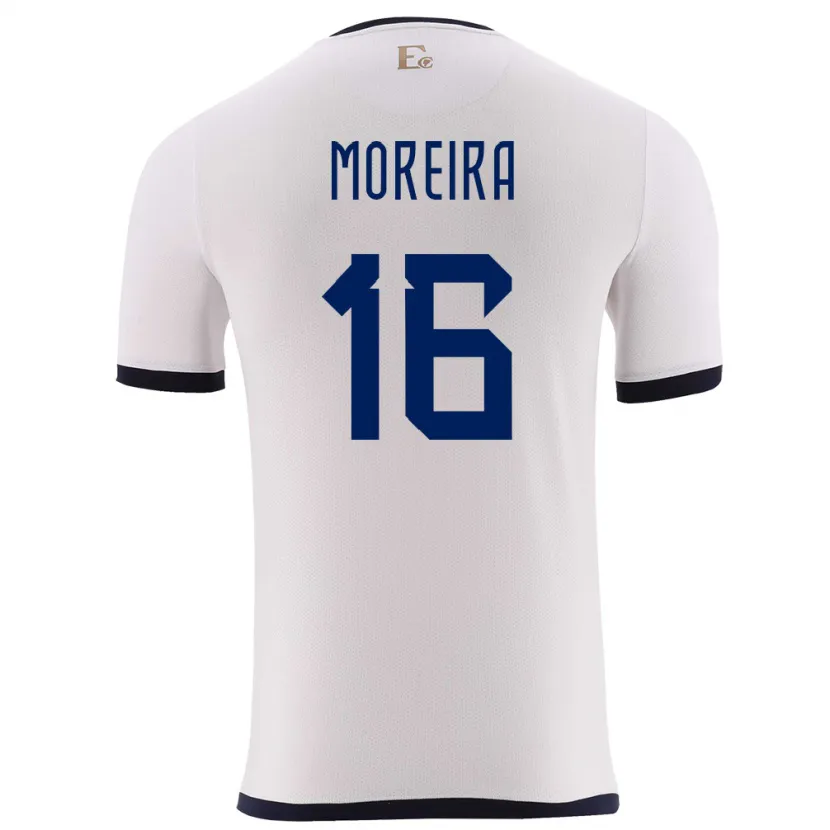 Danxen Enfant Maillot Équateur Ligia Moreira #16 Blanc Tenues Extérieur 24-26 T-Shirt