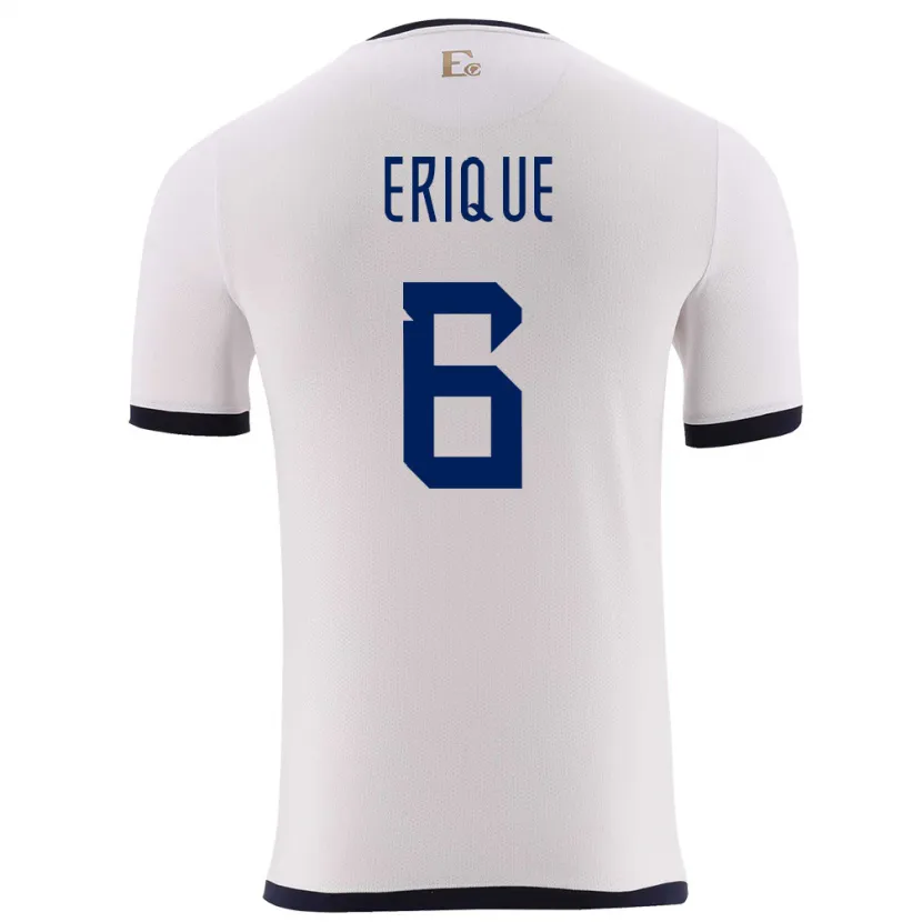 Danxen Enfant Maillot Équateur Yeltzin Erique #6 Blanc Tenues Extérieur 24-26 T-Shirt