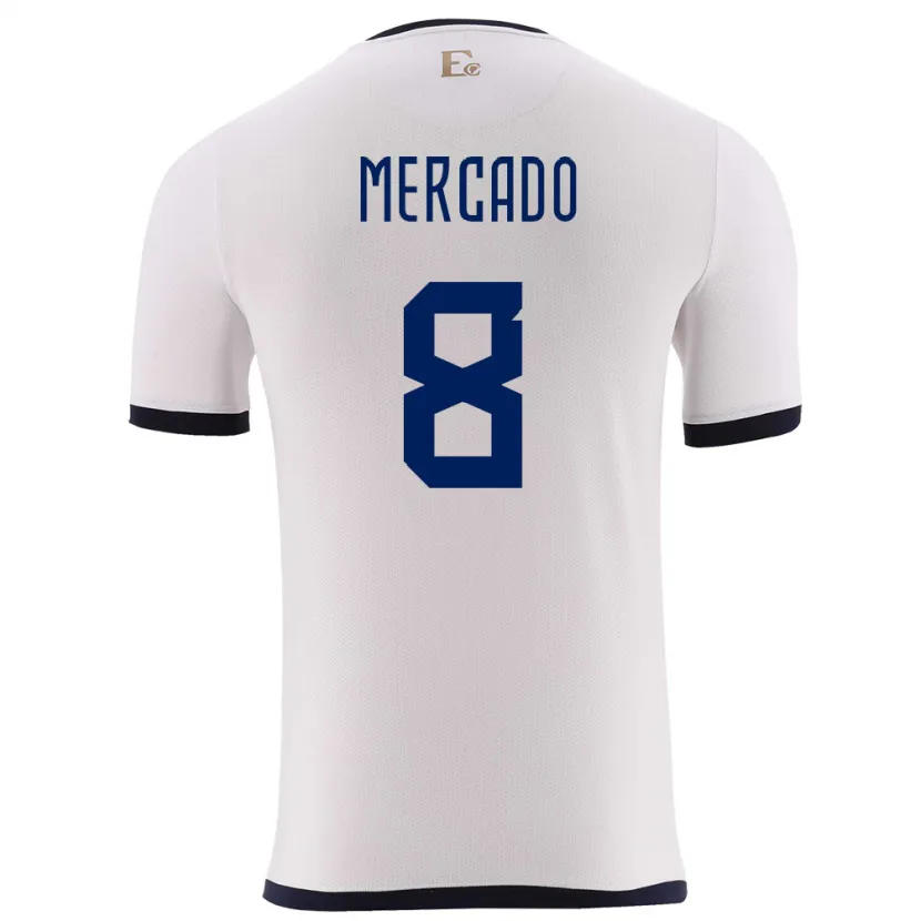 Danxen Enfant Maillot Équateur Patrik Mercado #8 Blanc Tenues Extérieur 24-26 T-Shirt