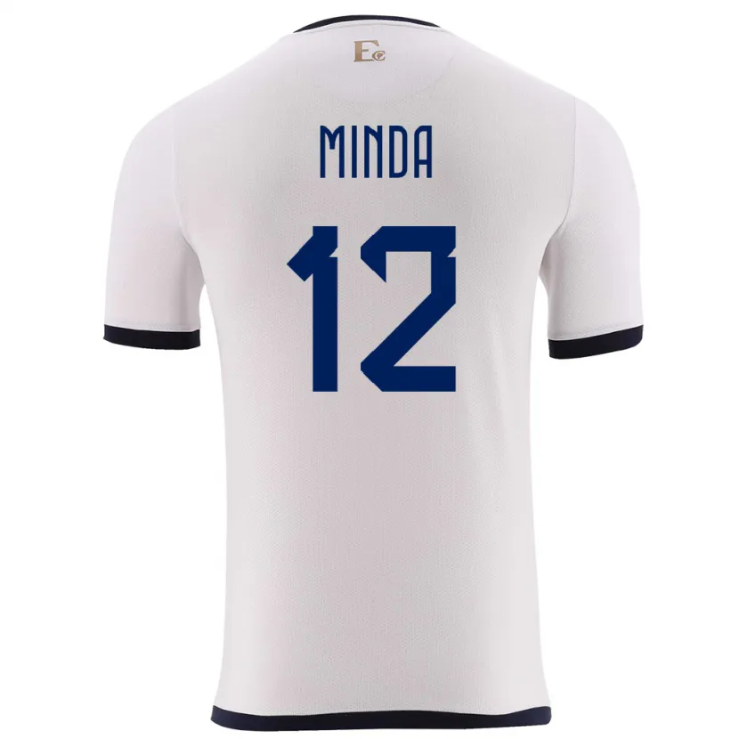 Danxen Enfant Maillot Équateur Ethan Minda #12 Blanc Tenues Extérieur 24-26 T-Shirt