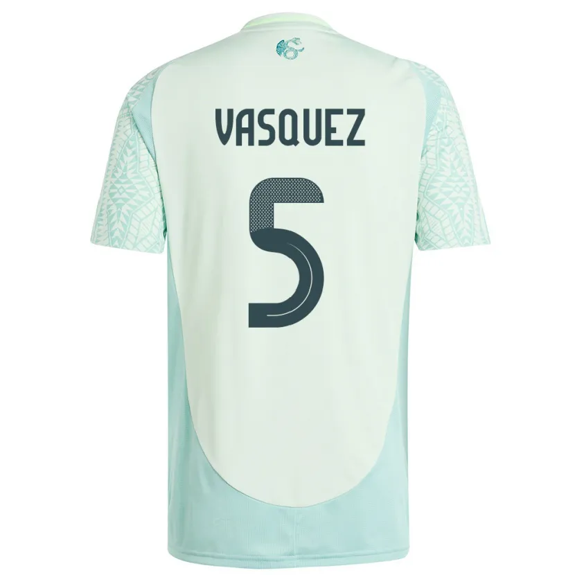 Danxen Enfant Maillot Mexique Johan Vasquez #5 Lin Vert Tenues Extérieur 24-26 T-Shirt