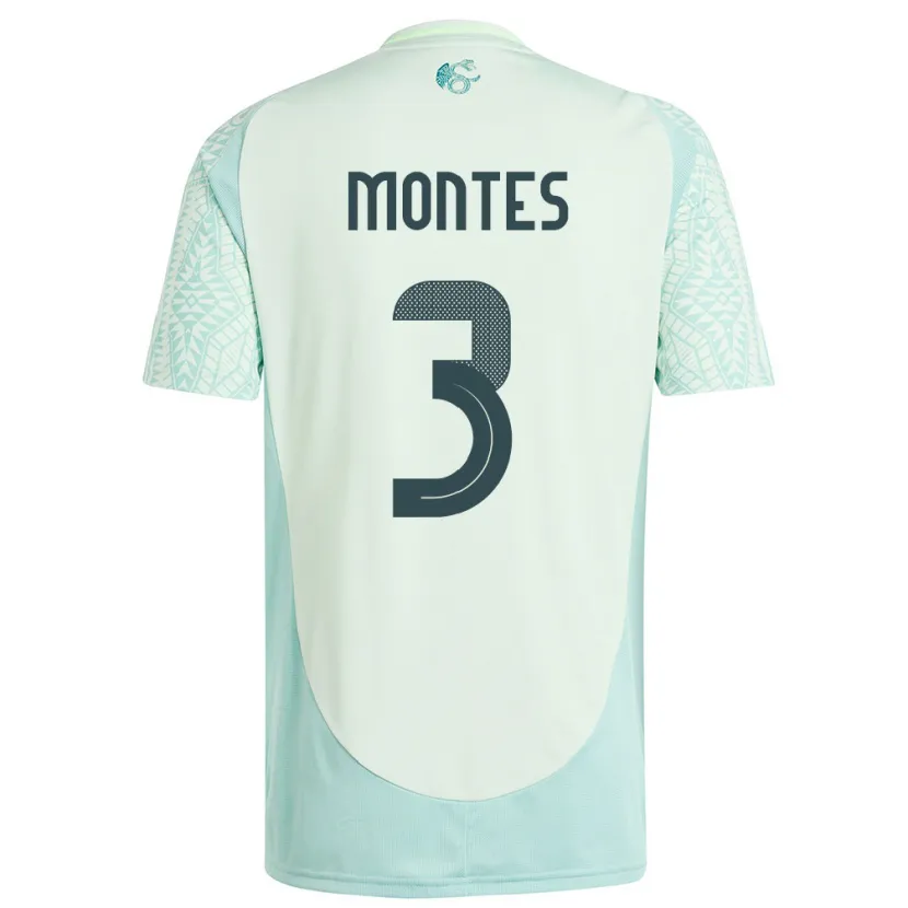 Danxen Enfant Maillot Mexique Cesar Montes #3 Lin Vert Tenues Extérieur 24-26 T-Shirt