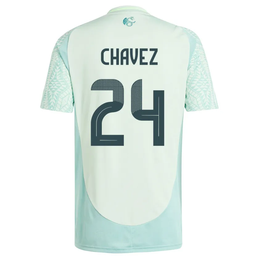Danxen Enfant Maillot Mexique Luis Chavez #24 Lin Vert Tenues Extérieur 24-26 T-Shirt